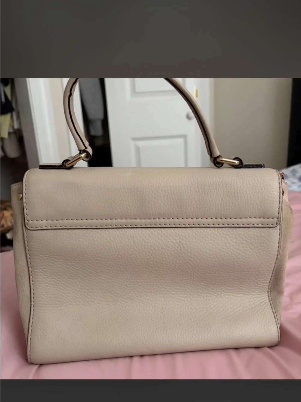Kate Spade Cream Leather Magnolia Park Laurel Satchel Crossbody Box & Dust Bag